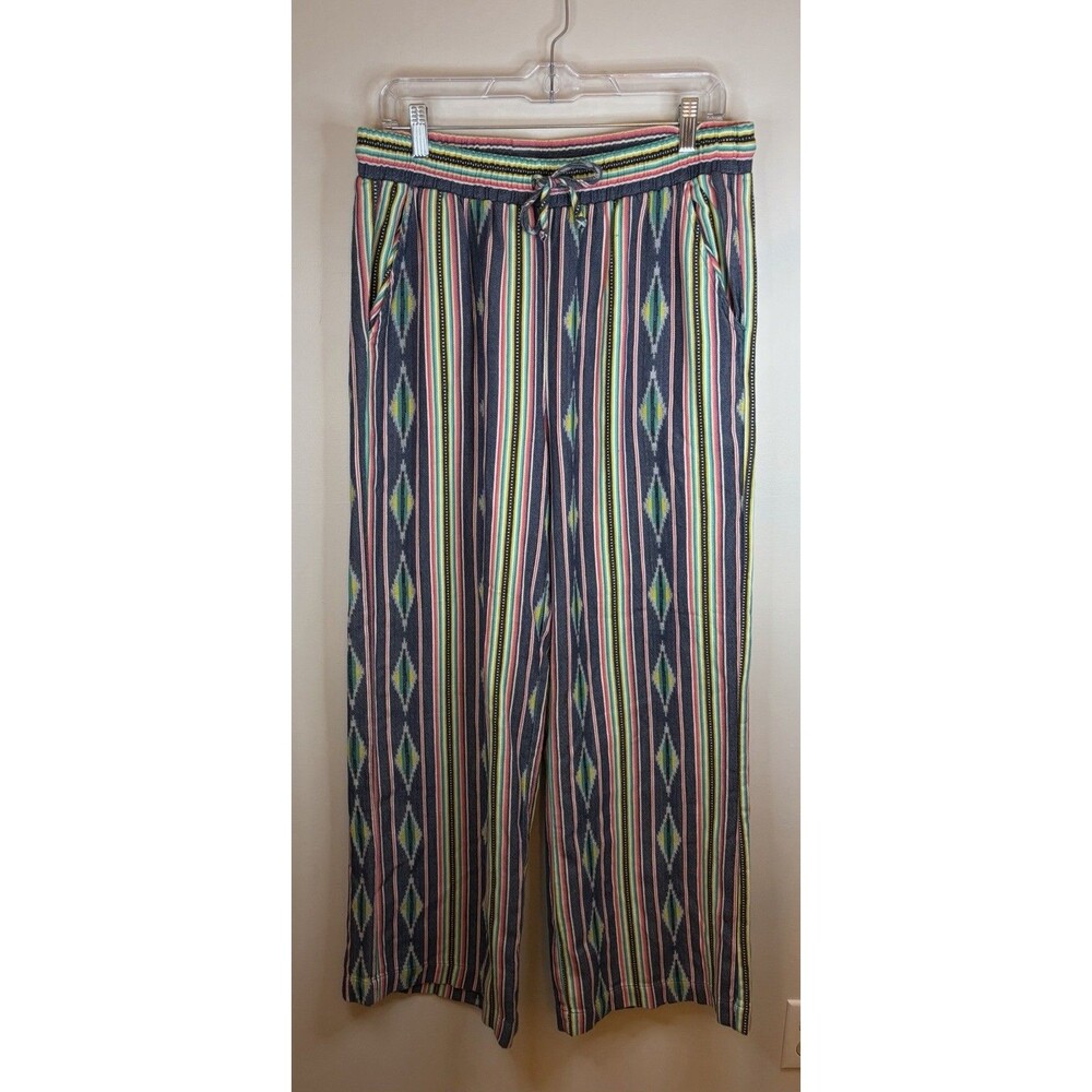 ARIAT Dusty Pants Multicolor Aztec Yarn-Dyed Wide Leg Women Med Pull On Western
